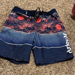 Hurley Blue and Red Floral Board Shorts